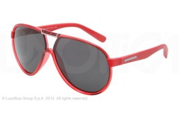 Image of Dolce&amp;Gabbana LIFESTYLE DG6078 Sunglasses 264487-61 - Red Transparent Frame, Gray Lenses