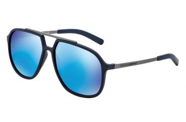 Image of Dolce&amp;Gabbana LIFESTYLE DG6088 Sunglasses 265055-59 - Blue Rubber Frame, Mirror Blue Lenses