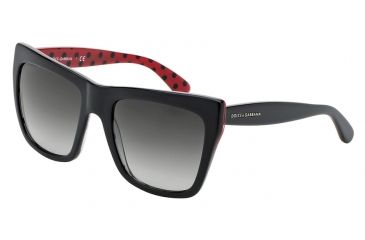 Image of Dolce&amp;Gabbana POIS DG4228 Single Vision Prescription Sunglasses DG4228-28718G-55 - Lens Diameter 55 mm, Frame Color Black/Pois Black/Red