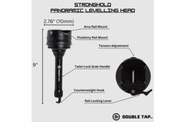 Image of Double Tap Industries Stronghold Carbon Fiber Shooting Tripod w/Leveling Head, Black, TRI-CF-002L