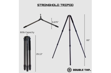 Image of Double Tap Industries Stronghold Carbon Fiber Shooting Tripod w/Leveling Head, Black, TRI-CF-002L