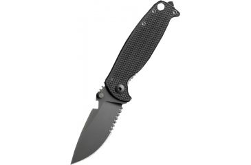 Image of DPx Gear DPx HEST/F Triple Black 3.14in Blade Folding Knife,G10/Titanium Handle,Serrated Edge DPHSF128