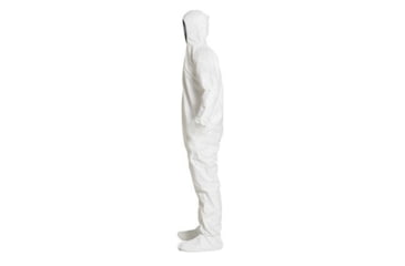 Image of DuPont Tyvek IsoClean Hooded Coverall w/Attached PVC Soles Boots, White, Medium, Case of 25, IC105SWHMD00, Unit CS