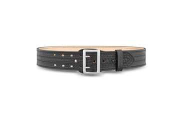 Image of 2-1/4" Basketweave Leather Sam Brown 4 Row Stitch Duty Belt with Solid Brass Nickel Buckle