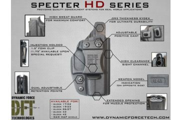 Image of Dynamic Force Technologies Specter HD Series IWB Holster, S&amp;W M&amp;P Shield, Right Hand, Black SHD-MPS-RH