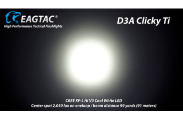 Image of EAGTAC D3A TI Titanium Flashlight, XM-L2 U2 NW LED, 378lm, Silver, D3A-CLICKY-TI-XML2-NW