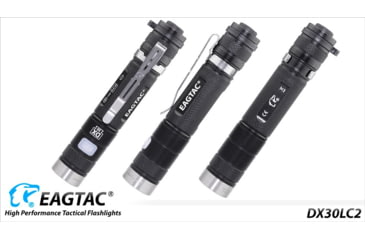 Image of EAGTAC DX30LC2 Side Switch Forward Clicky Flashlight, XP-L HI V2 NW LED, 1084lm, Black, DX30LC2-XPLHI-NW