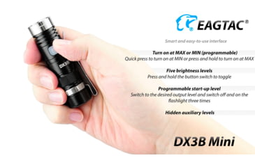 Image of EAGTAC DX3B Mini Flashlight, XHP50.2 CW LED, 2480lm, Black, Black, DX3BM-XHP502-REG-CW
