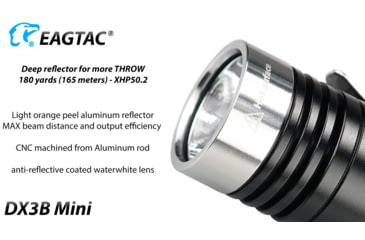 Image of EAGTAC DX3B Mini Flashlight, XHP50.2 CW LED, 2480lm, Black, Black, DX3BM-XHP502-REG-CW