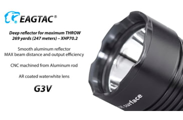 Image of EAGTAC G3V XHP70.2 Flashlight, 21700 5000mAh li-ion, NW LED, 2990 Lumen, Black, G3V-XHP702-NW