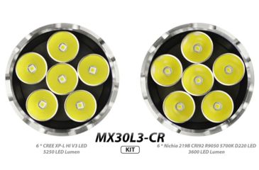 Image of Eagtac MX30L3-CR  Flashlight Kit, 6  Nichia 219C CRI92 4000K LED, 3850lm, Black 2950
