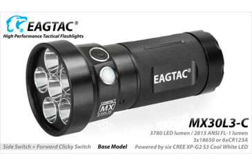 Image of EAGTAC MX30L3C Flashlight Kit, 6 Nichia 219B CRI-92 LED, 3000lm, Black, MX30L3C-6*219-KIT-NW