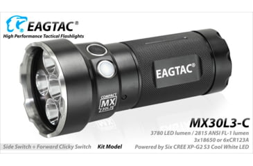 Image of EAGTAC MX30L3C Flashlight Kit, 6 Nichia 219B CRI-92 LED, 3000lm, Black, MX30L3C-6*219-KIT-NW