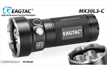 Image of EAGTAC MX30L3C Flashlight Kit, 6 Nichia 219B CRI-92 LED, 3000lm, Black, MX30L3C-6*219-KIT-NW