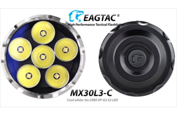 Image of EAGTAC MX30L3C Flashlight Kit, 6 Nichia 219B CRI-92 LED, 3000lm, Black, MX30L3C-6*219-KIT-NW