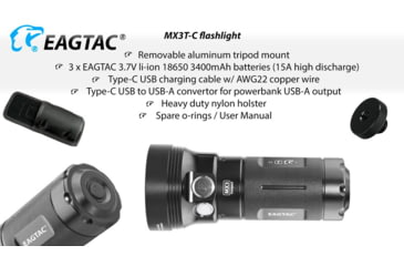 Image of EAGTAC MX3T-C SST70 LB LED Flashlight, Black, 10000lm, MX3T-C-4*SST70-CW