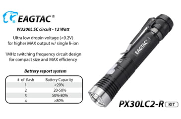 Image of EAGTAC PX30LC2-R Base Flashlight, XP-L HI CW LED, 1160lm, Black, PX30LC2R-XPLHI-BASE-CW