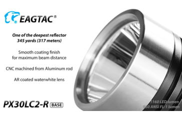 Image of EAGTAC PX30LC2-R Base Flashlight, XP-L HI CW LED, 1160lm, Black, PX30LC2R-XPLHI-BASE-CW