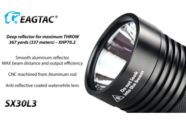Image of EAGTAC SX30L3 Flashlight, XHP70.2 CW LED, 4350lm, Black, SX30L3-XHP702-REG-CW