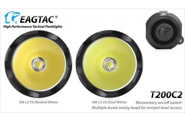 Image of Eagtac T200C2 XML2 U4 1277 Lumen Tactical Flashlight, Black, Medium, T200C2XML2