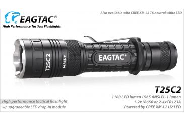 Image of Eagtac T25C2 XPLHI 1148 Lumen Tactical Flashlight KIT, Black, Medium, T25C2XPLHIWEAPONKIT