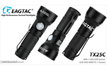 Image of EAGTAC TX25C Flashlight, XM-L2 U2 NW LED, 567lm, Black, TX25C-XML2-BASE-NW
