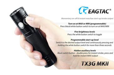 Image of EAGTAC TX3G MKII Flashlight, XHP70.2 NW LED, 3320lm, Black, TX3G-MKII-XHP702-REG-NW