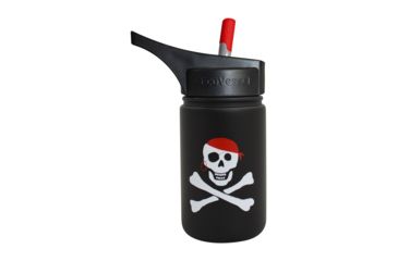 Image of Eco Vessel Scout Stainless Steel Bottle - Kids-Black w/ Pirate-13 oz