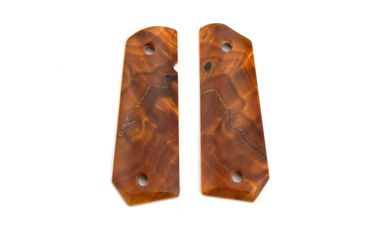 Image of Ed Brown Products Bobtail Grip Bushing, 1911, Poplar Burl, Pair 9 Design, Amber, 45-POPL-BT-9