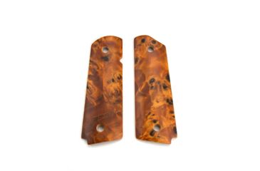 Image of Ed Brown Products Grip Bushing, 1911, Government, Smooth, Poplar Burl, Pair 12 Design, Amber, 45-POPL-12