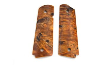 Image of Ed Brown Products Grip Bushing, 1911, Government, Smooth, Poplar Burl, Pair 3 Design, Amber, 45-POPL-3