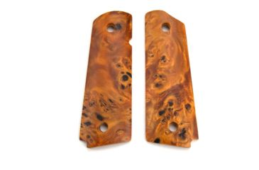 Image of Ed Brown Products Grip Bushing, 1911, Government, Smooth, Poplar Burl, Pair 9 Design, Amber, 45-POPL-9