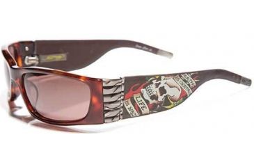 Image of Ed Hardy Death is Certain Sunglasses - Tortoise Frame, Brown Lens