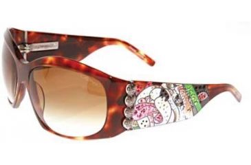 Image of Ed Hardy Love Dog Crystal Sunglasses - Tortoise Frame, Brown Lens