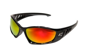 Image of Edge Eyewear Baretti Sunglasses, Black Frame, Aqua Precision Red Mirror Lens, GSBAP119