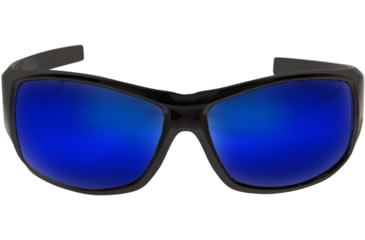 Image of Edge Eyewear Caraz Torque Safety Glasses - Matte Black Frame with Red E Logo / Blue Mirror Lenses, One Size, HZ138