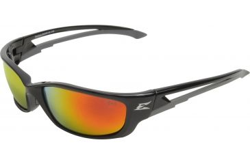 Image of Edge Eyewear Kazbek Xl Safety Glasses Black Frame Aqua Precision Red Mirror Lens Skap Xl119