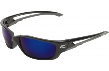 Image of Edge Eyewear Kazbek Xl Safety Glasses Black Frame Blue Mirror Lens Sk Xl118
