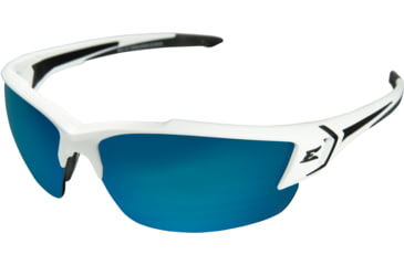 Image of Edge Eyewear Khor G2 Safety Glasses - White Frame / Polarized Aqua Precision Blue Mirror Lenses, One Size, TSDKAP248-G2