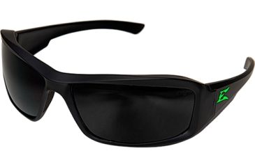 Image of Edge Safety Brazeau Torque Glasses, Polarized, Black w/Green E Logo Frame, Smoke Lens, TXB236-E3