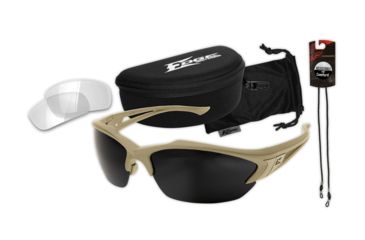 Image of Edge Tactical Acid Gambit 2 Lenses Kit Shooting Glasses, Soft-Touch Desert Sand Frame / Clear Vapor Shield, G-15 Vapor Shield Lenses, Multi, One Size, SG2K5-1