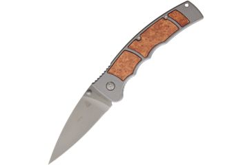 Image of Eickhorn Solingen Eagle Linerlock Wood Inlay Folding Knife,3.75in,1.4110 Steel,Standard Edge,Gray,Aluminum Handle EI104253