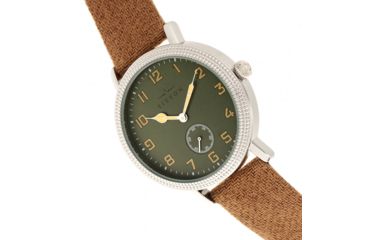 Image of Elevon Northrop Leather-Band Watch, Camel/Green, ELE110-5