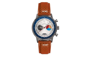 Image of Elevon Genuine Leather-Band Watch w/Date, Brown/White, ELE125-5, Brown/White, One Size, ELE125-5