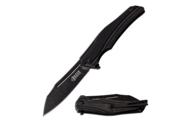 Image of Elite Tactical Parallax Manual Folding Knife, 3.5in, Stainless Steel D2, Drop Point, Black, G10 Handle, ET-FDR005BK