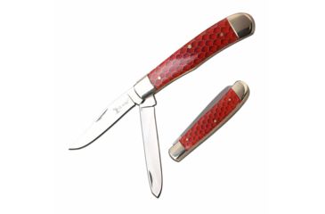 Image of Elk Ridge ER-938RD Manual Folding Knife, 3.25in, 3CR13 Stainless Steel, Spey, Steel Blade, C-Tec Handle, Red, ER-938RD