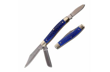 Image of Elk Ridge ER-939BL Manual Folding Knife, 3in, 3CR13 Stainless Steel, Clip Point, Satin Blade, C-Tec Handle, Blue, ER-939BL