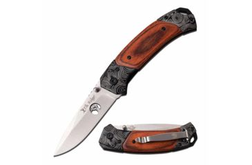 Image of Elk Ridge ER-940ST Manual Folding Knife, 3.25in, 3CR13 Stainless Steel, Spear Point, Steel Blade, Pakkawood Handle, Wood, ER-940ST