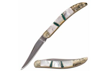 Image of Elk Ridge ER-952MPC Manual Folding Knife, 2.25in, 3CR13 Stainless Steel, Toothpick, Steel Blade, Nickle/Pearl/Stone, ER-952MPC