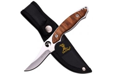 Image of Elk Ridge Fixed Blade, 7in, Stainless Steel Blade, Burl Wood Handle ER-538